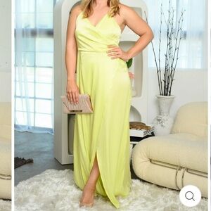 Surplice criss cross maxi‎ gown dress plus size